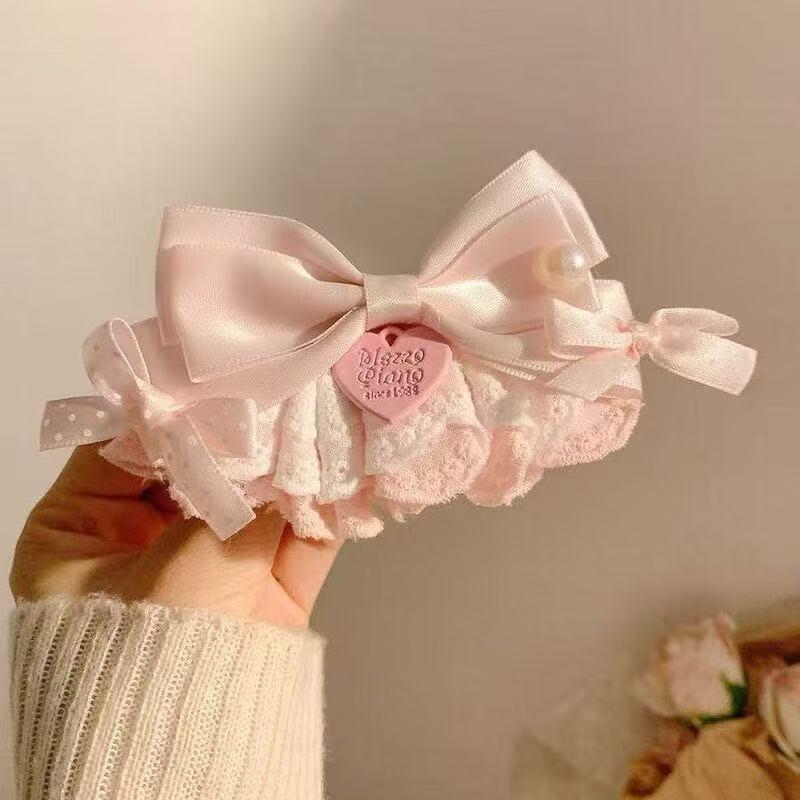 Gentle White Lace Bow Duckbill Clip for Bangs & Ponytails