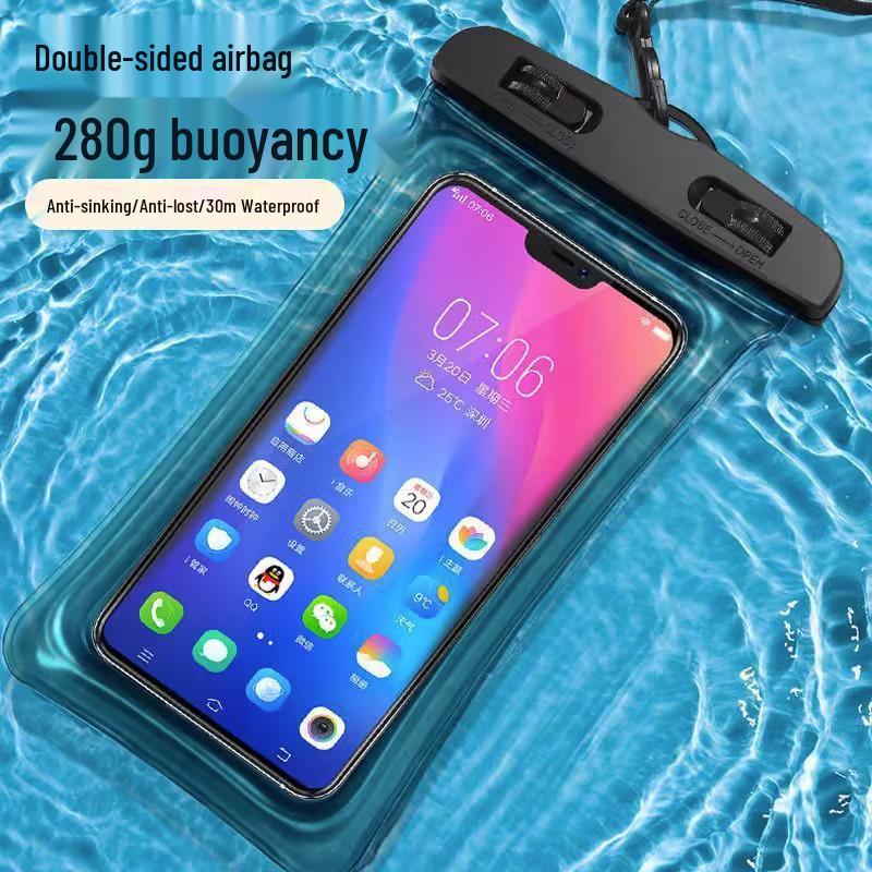 Waterproof Touchscreen Phone Pouch for Swimming, Rafting, and Diving with Airbag Protection and Sealable Design