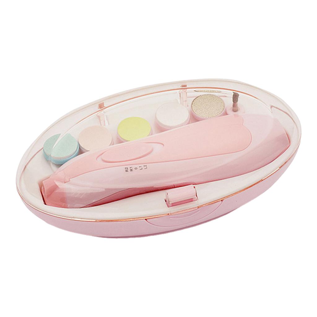 Electric Baby Nail Trimmer with 6 Grinding Heads Newborn Infant Nail File Clipper with Light Toddlers Manicure Toes Fingernails Care Trimming Tools