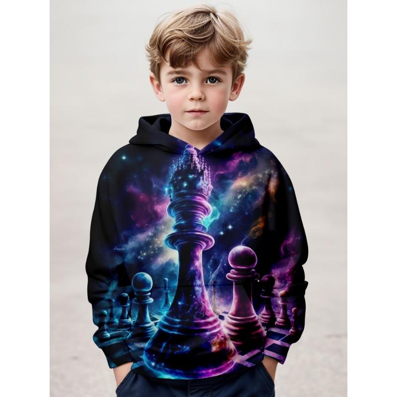 

Нова дитяча толстовка з довгими рукавами 2024 року, шахова фігура, модна куртка для хлопчика з 3d-принтом, гарний стиль, бренд RBARED, високоякісний одяг 160