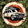 Vintage Ghostbusters Ecto 1 Metal Tin Sign Round Waterproof Wall Art Pre Drilled Home Bar Decor Retro Gift