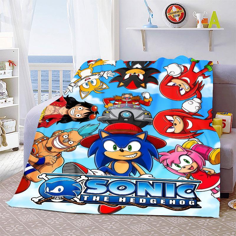 Sonic Soft Flannel Blanket Warm Throw Cozy Lightweight Blanket for Sofa Bed Home Decoration -QJY