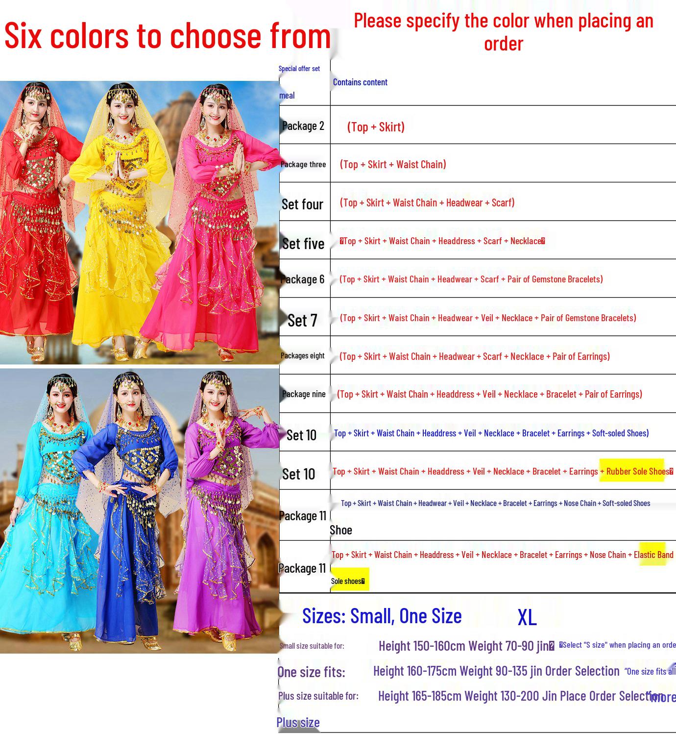 

Women s Long Sleeve Indian Belly Dance Performance Costume with Short Sleeve Long Skirt One Size★ (Suitable for weight 90-135 jin)