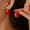 Drip Geometric Oval Silver Needle Earrings Ankola Red Fashion Earrings