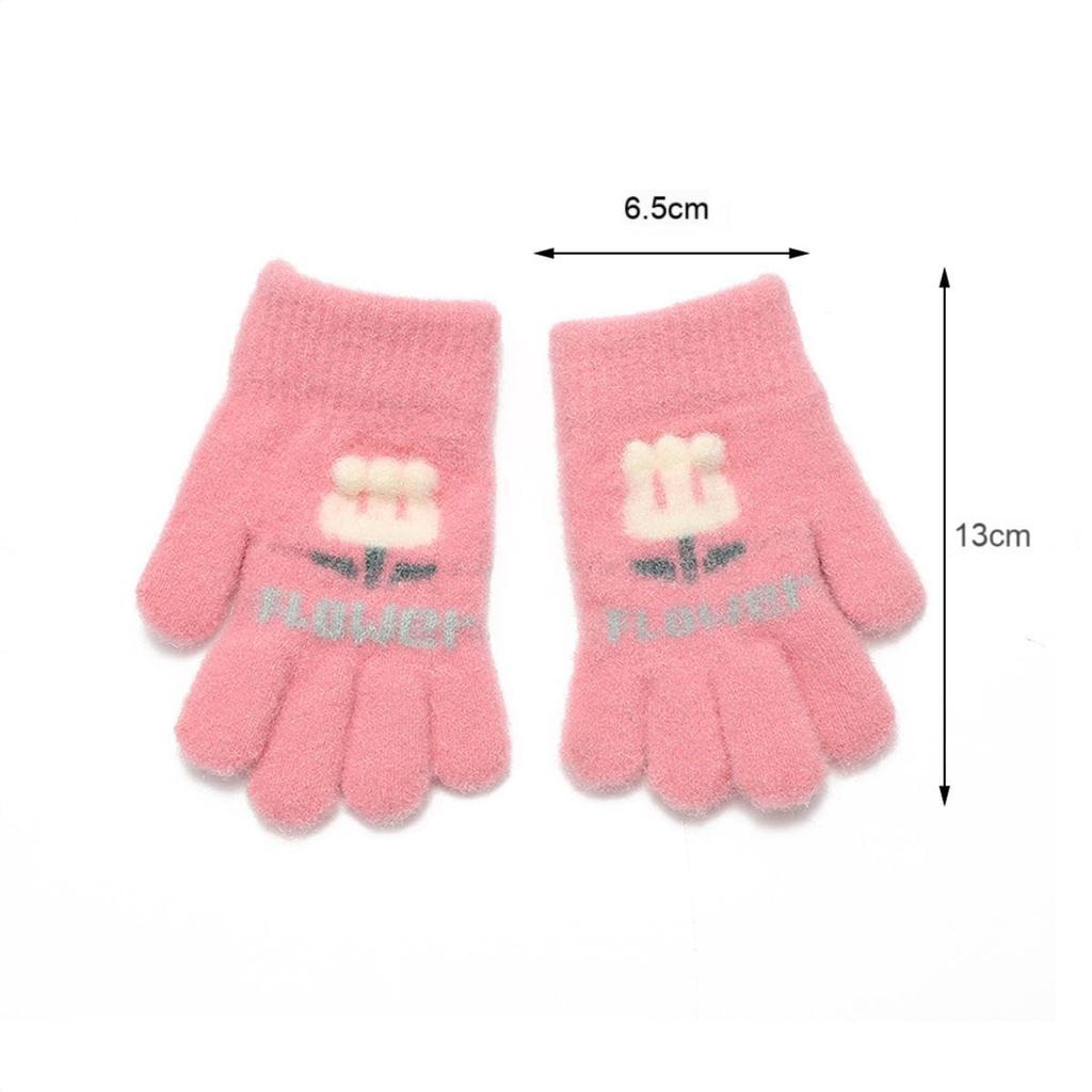 VIISEN Popular Design for Girls Ages Cute and Perfect for Winter and Cycling Size Ages Kids' Gloves, Five-Finger 2-5, Warm, Outings, School, (Green,