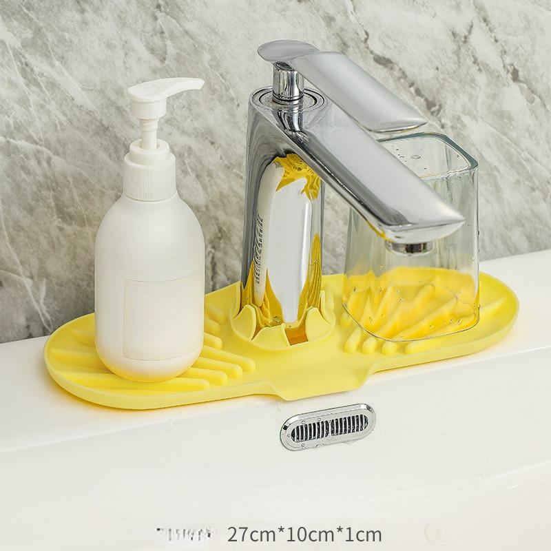 

Бытовой дренажный коврик, кухонный смеситель, дренажная стойка, противоскользящий коврик для хранения раковины, чашка для умывальника, коврик для мыла 27cm*10cm*1cm жёлтый