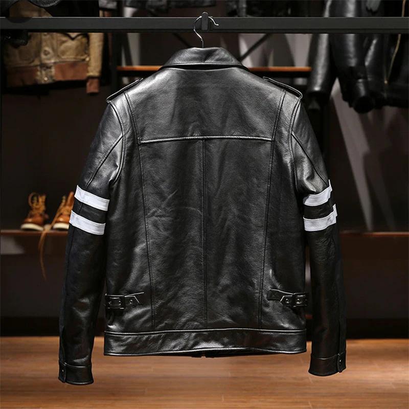Europe the United States bio-hazard movie hero real leather jacket men three-dimensional lapel hunting suit Real garment