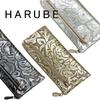 HARUBE Kyoto Naniwaya Slim L-Zip Long Wallet, Cowhide Leather, Rose Embossed, Women's, #83-157 [Metallic Rose] (Black)