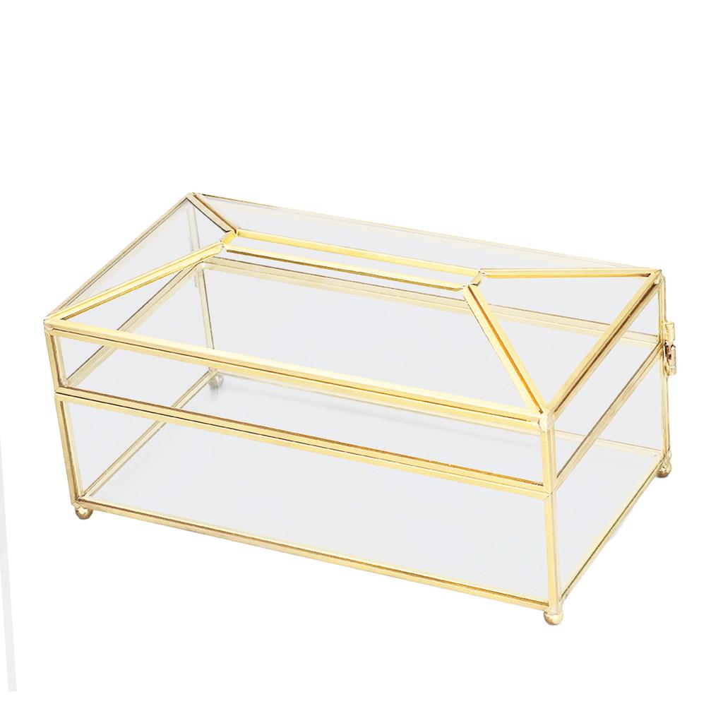 Decorative Glass Napkin Storage Box Fashionable Exquisite Transparent Glass Tissue Box for Home