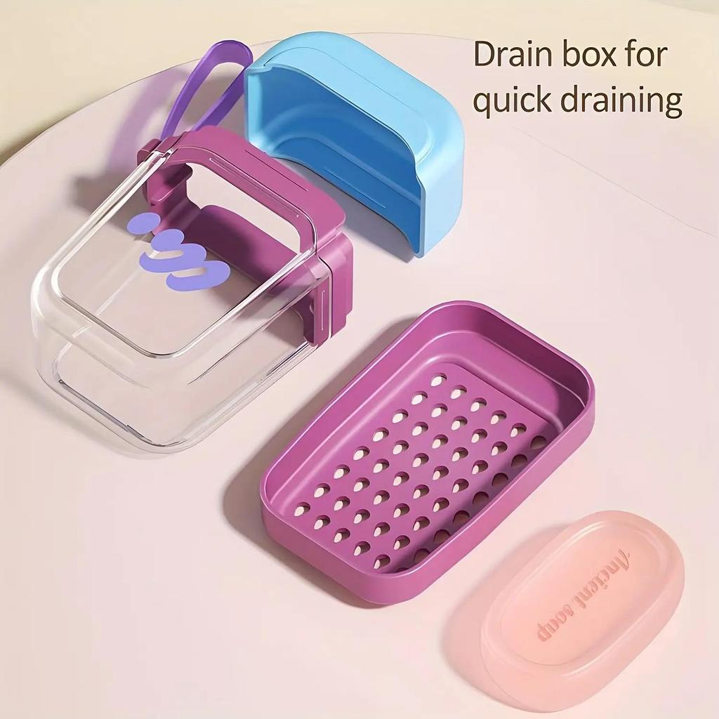 Portable travel soap box, new creative travel specific double-layer sealed drain mini soap box with lid