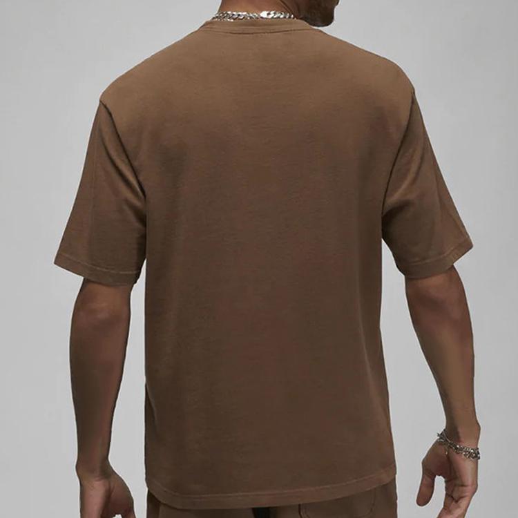 Jordan Wordmark Series Solid Color Letter Logo Embroidered Round Neck T-Shirt Unisex T-Shirts Brown DV6466-270