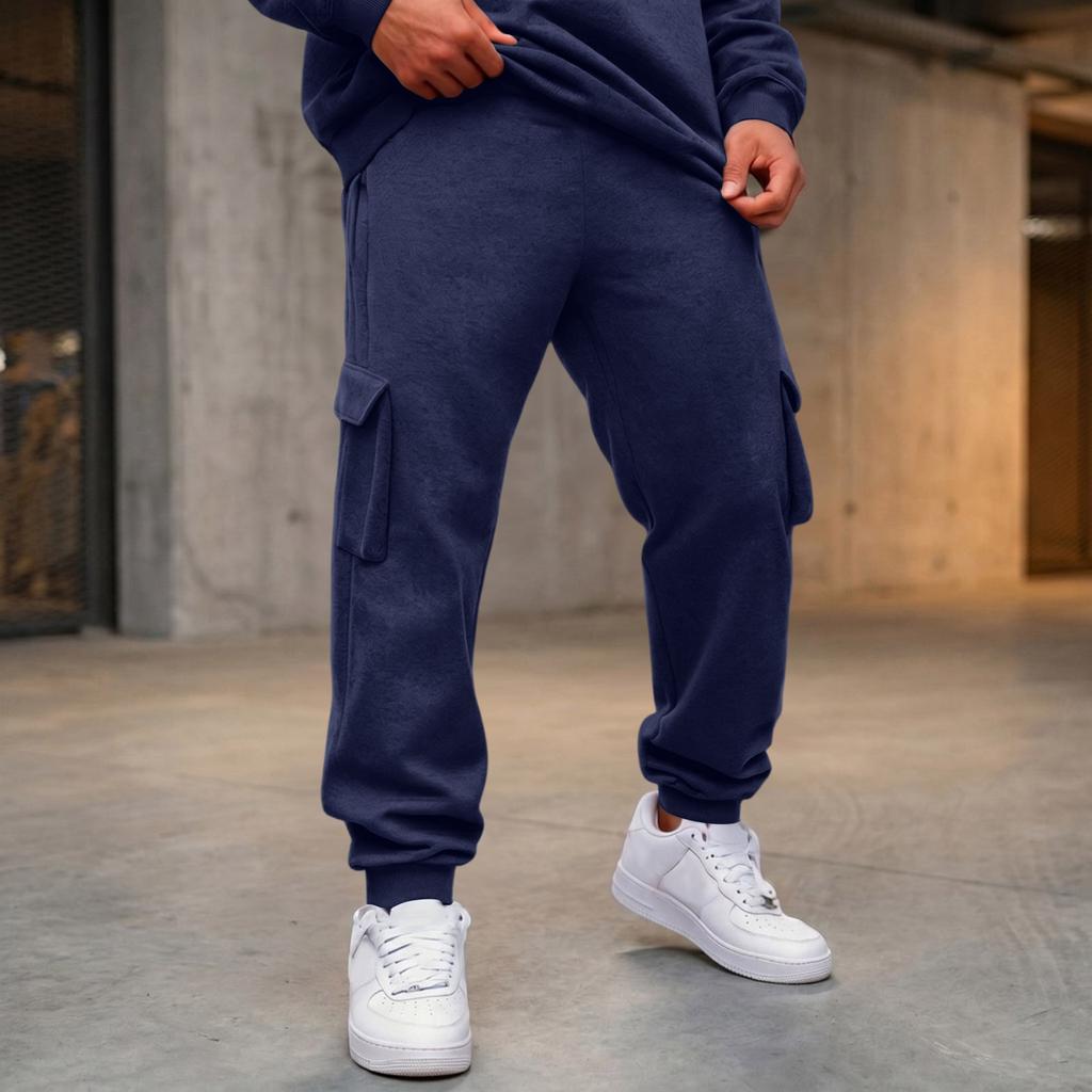 Herren Cargojogginghose mit 4 Taschen, Elastischer Bund mit Kordelzug, Lockere Passform, Verjüngtes Bein, Lässige Arbeitshose