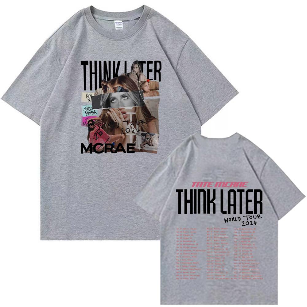

Tate Mcrae The Think Later World Tour 2024 Tour Футболки Унисекс Harajuku O-образный вырез с коротким рукавом Футболки для фанатов M