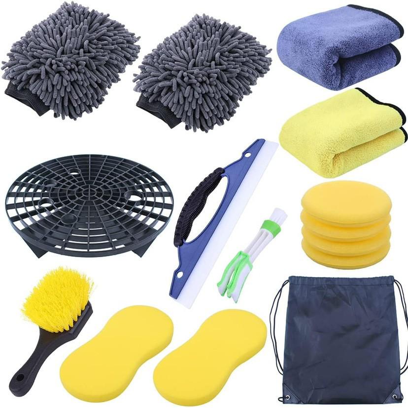 20-Piece Electric Cleaning Brush Set: Car Detailing Tool Kit with Drill Brushes, AC Brush, and Cleaning Gloves.