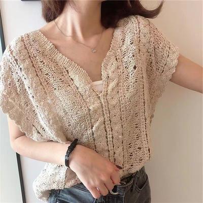 Débardeurs d'été au crochet ajourés à col en V amples en dentelle pour femmes, mode, fins, chics, sans manches, camisoles pour femmes, élégants de base, amincissants, vintage, débardeur 26571