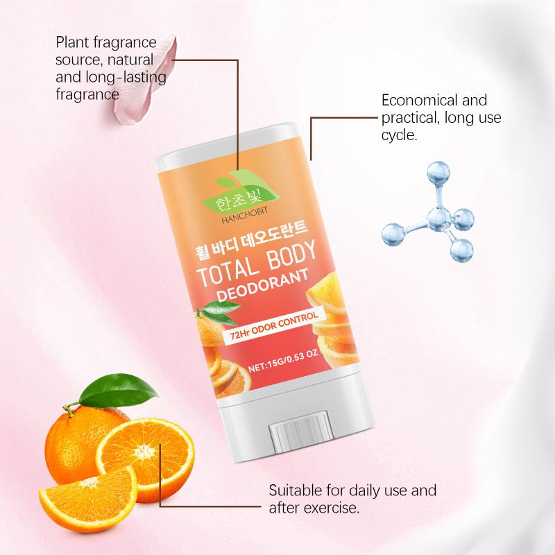 Hanchobit Body Care Stick, Red Orange Long-Lasting Refreshing Leaves Fragrance In Summer To Cover Sweat Odor