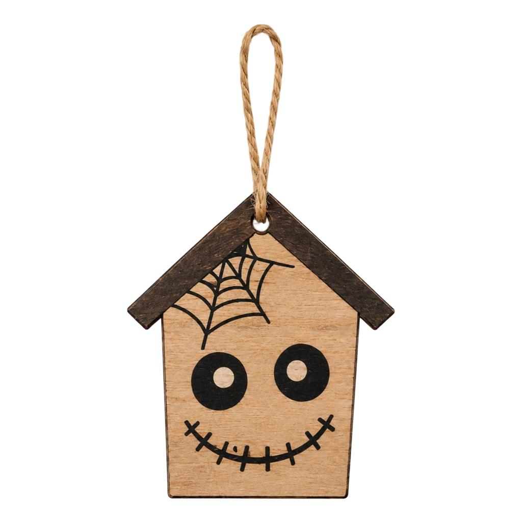 Halloween Wooden Hanging Decoration One-Sided Small House Ornament for Holiday Festive Decor