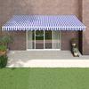 Blue and White Retractable Awning - VIDAXL - 5x3 M - Powder-coated Aluminium - UV Resistant