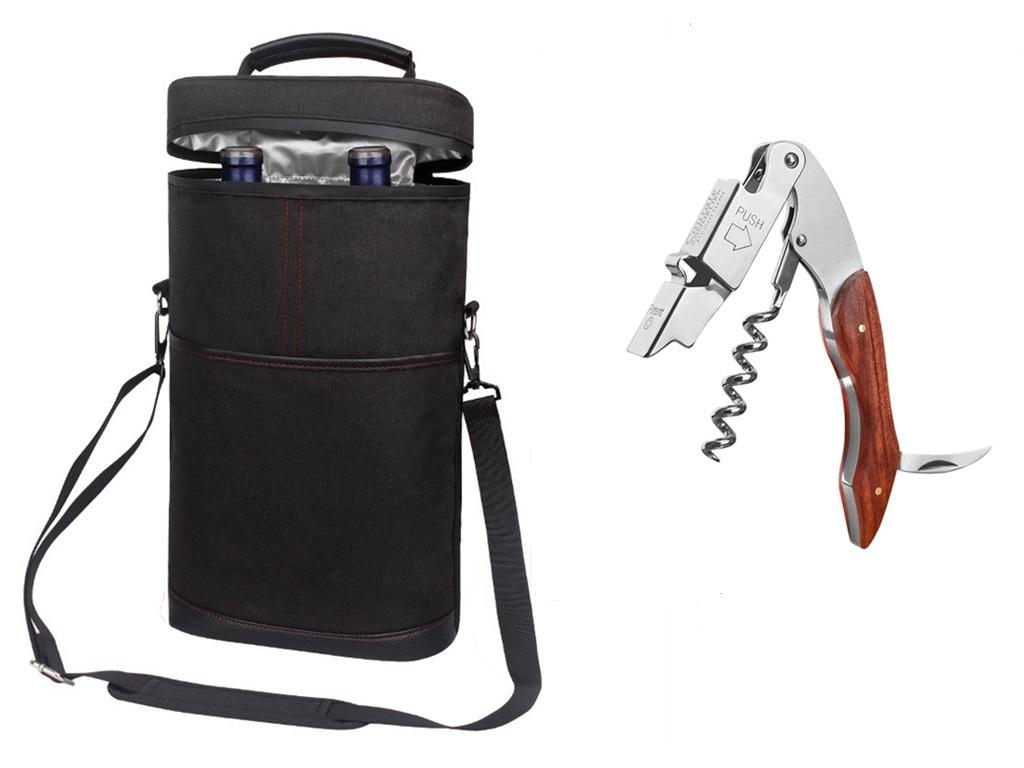 Cooler Bag for 2 Bottles Wine Bag Portable Bucket Carrier with Ice Champagne Picnic Pack Free Shipping Soft Cooler Bottle Opener