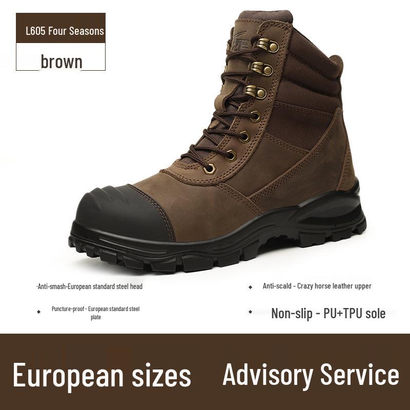 

Men s High-Top Wheat Safety Shoes: European Standard, Anti-Smash, Anti-Pierce, Wear-Resistant, Durable Leather with Zipper Style.