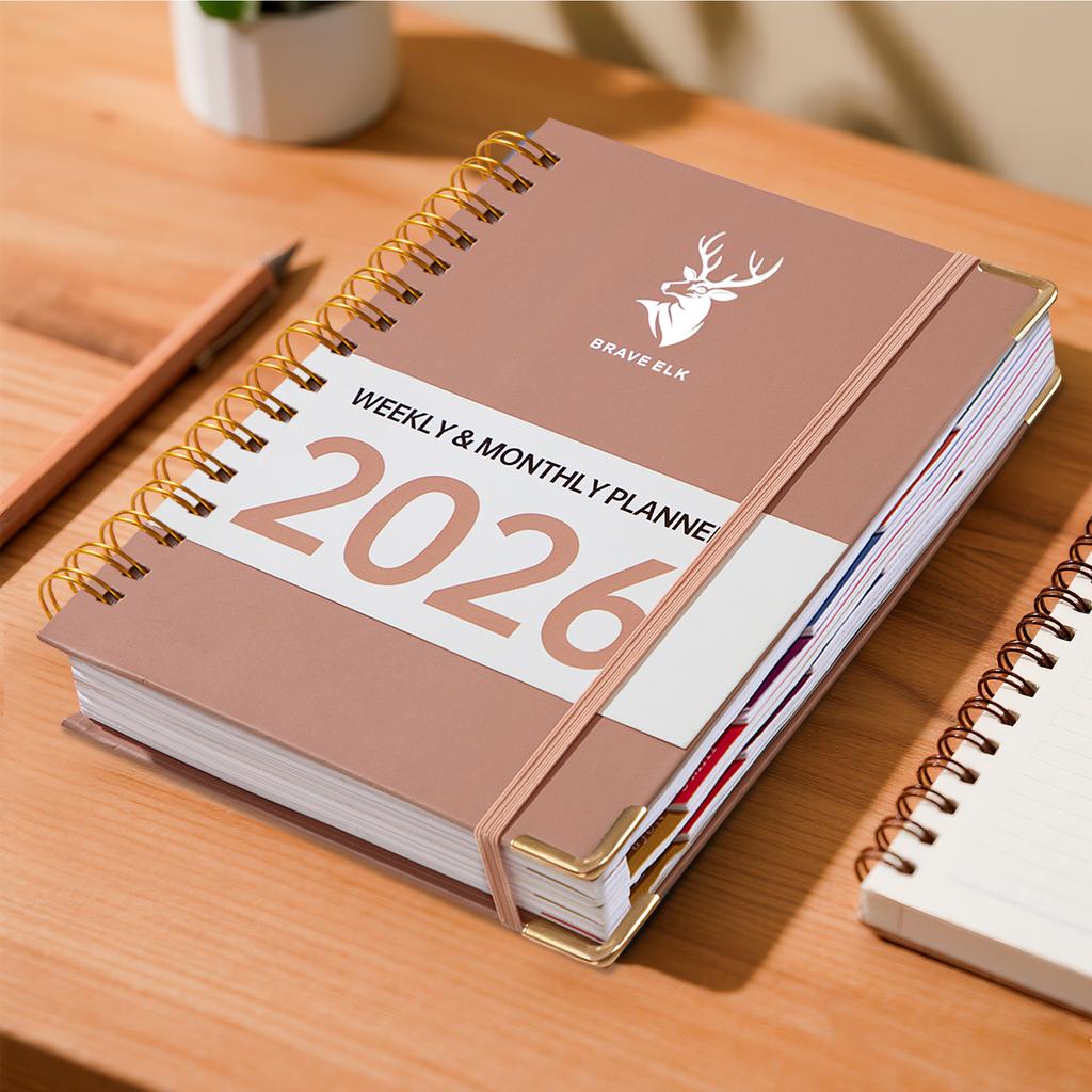 Caiet Englezesc 2026 A5 Calendar Spiralat Planificator Săptămânal Jurnal de Muncă Program