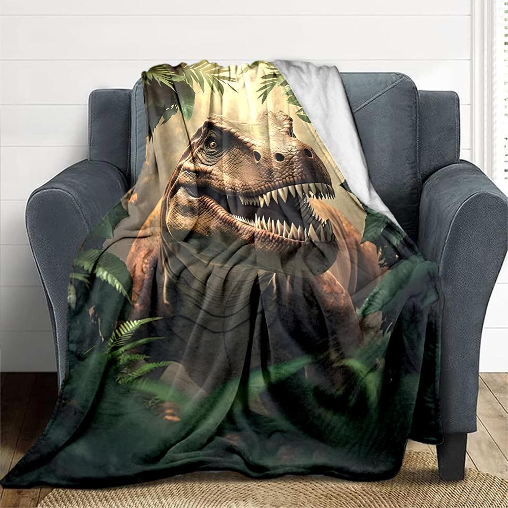 1pc Dinosaur, Prehistoric Soft & Warm Polyester Knit Blanket, Digital Printed, All-Season Throw for Napping, Traveling, Sofa yy250906048