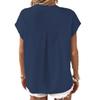New Retro Cotton Linen Women's Casual Shirt V-Neck Button Short Sleeve Solid Color Linen Top