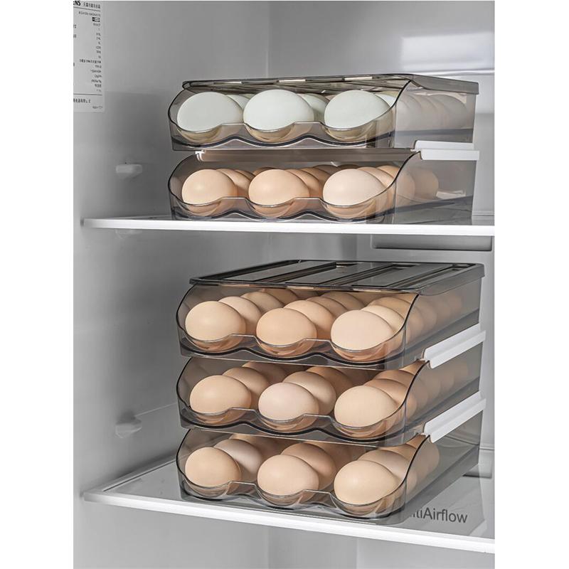 Automatischer Eierrollkarton Kühlschrank Mehrschichtige Eieraufbewahrungsbox Küchen-Eieraufbewahrungsbox Praktisches Eieraufbewahrungsgestell