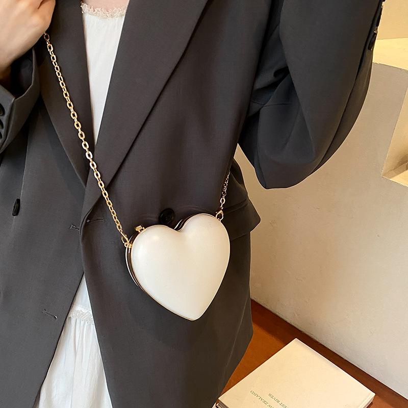 Cute Heart-shaped Small Bag for Women In Summer New Fashion Chain Box Bag Niche Single-shoulder Crossbody Bag