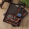 Men's New Black Large Dial Business Watch   Wallet   Pen   Keychain 4-piece Set Gift Box Set