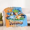 Bluey's Soccer Adventure Personalized Name Blanket Gift Customizable Blanket Durable Comfort Perfect for Nap Bedding Office Office Chair