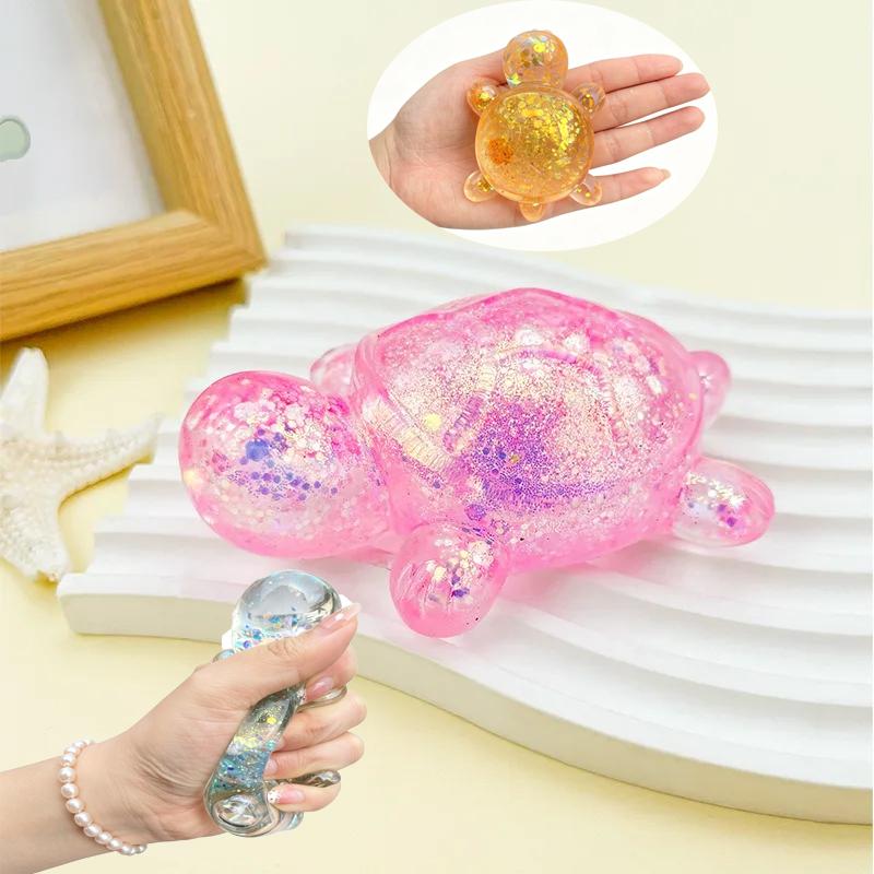 Squishy Turtle Fidget Toy Small Glitter Turtle Squeeze Toy Cute Animal Anti Stress Fidget Splat Decompressions Vent Squeeze Toy