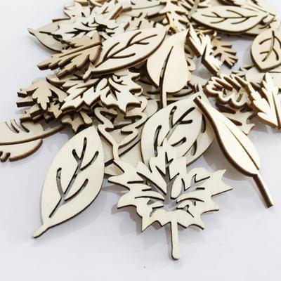 50 ks Dřevěné duté listy stromů List Ornament Craft Scrapbook Šití DIY Dekor