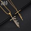 Stylish Cross Custom Name Pendant Zirconia Stainless Steel Letter Necklace Classic Jewelry Women Men Year Party Wishes Gift