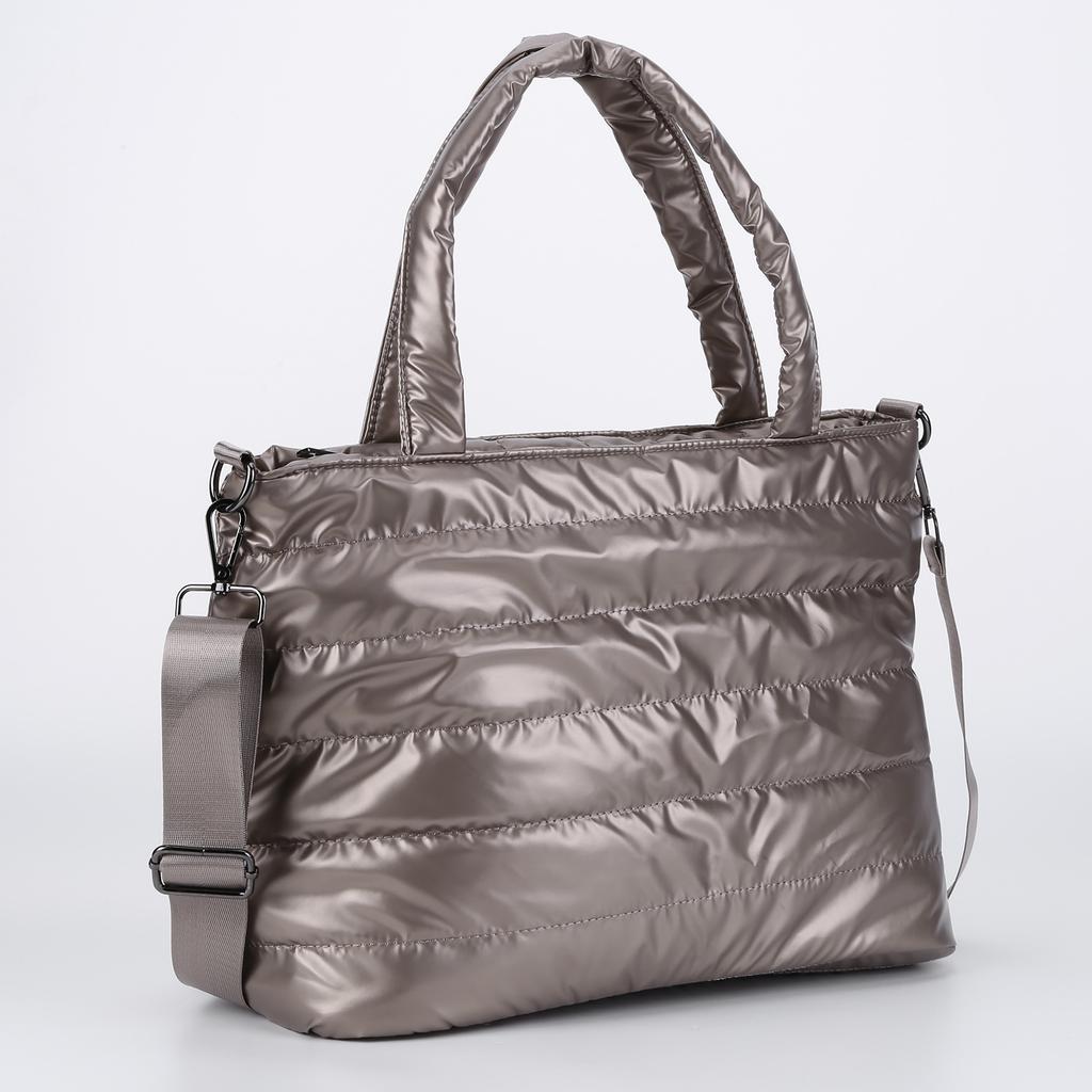 Women Quilted Tote Handbag Versatile Down Hobo Bag Lightweight Puffy Crossbody Bag Large Capacity Casual Winter Commuting Bag