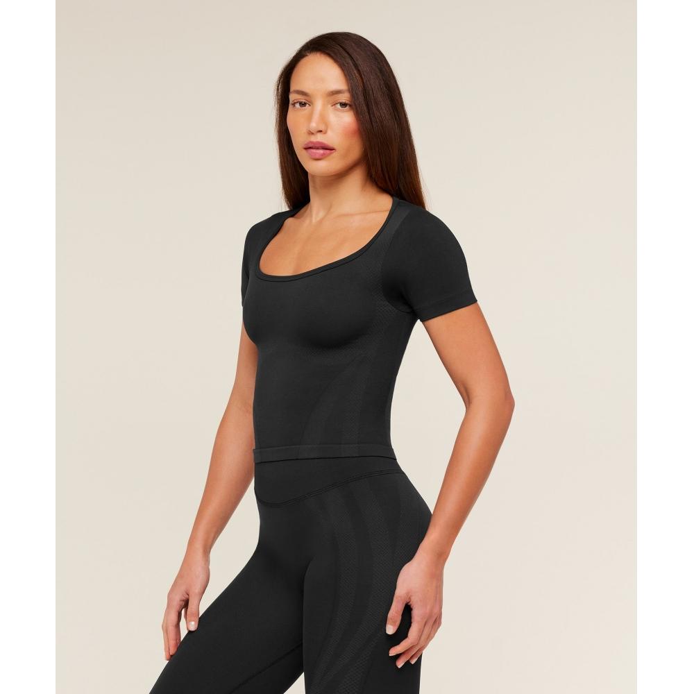 Gymshark Weekend Seamless Short Sleeve Top Gs Black Gs Asphalt Grey B5c9z Bcyl