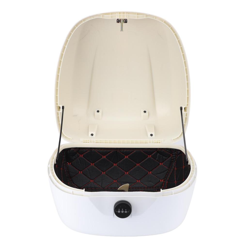 Motorcycle Top Case with Combination Lock ABS Waterproofing Tail Box Carrier Case for Electric Bike Scooter White