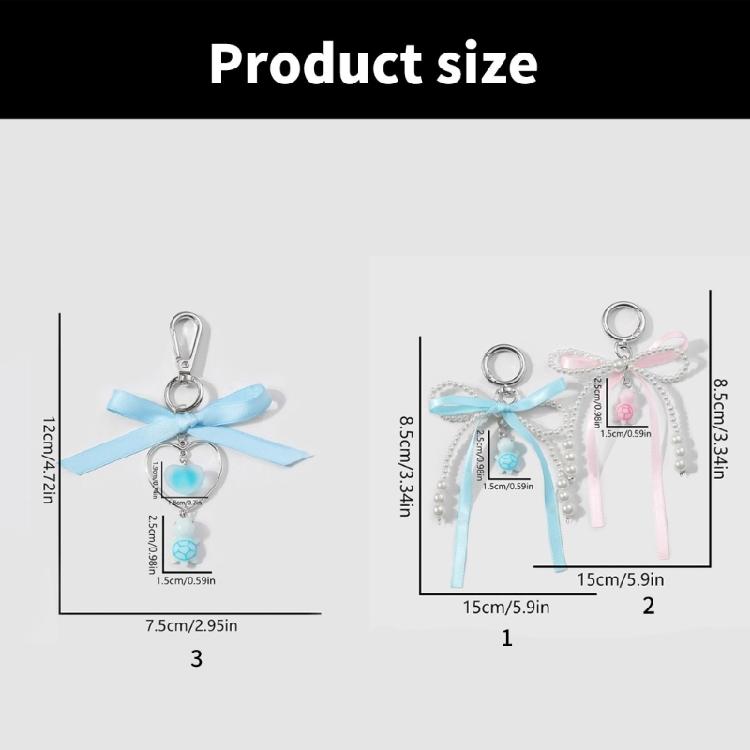 Versatile Ribbon Pearls Bowknot Key Rings with Turtles Pendant Charming Keychain Accessory for Backpacks and Purses