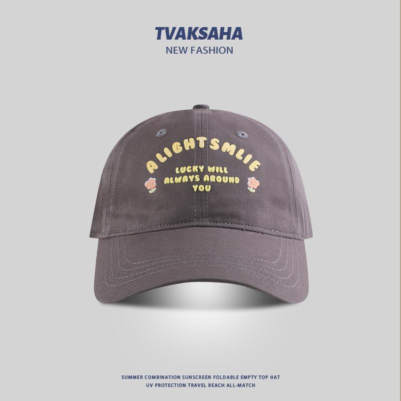 Casquette de baseball à fleurs et lettres Fille Mignonne Montrant Petit Été Protection Solaire Chapeau de Soleil Couple Étudiant Décontracté Casquette de Baseball