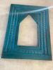Blue Painted Wood Wall Frame: Carved Floral Indian Art Decor