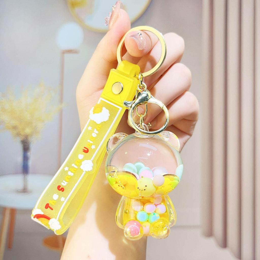 Creative Candy Bear Oil-Filled Keychain with Flowing Sand Pendant