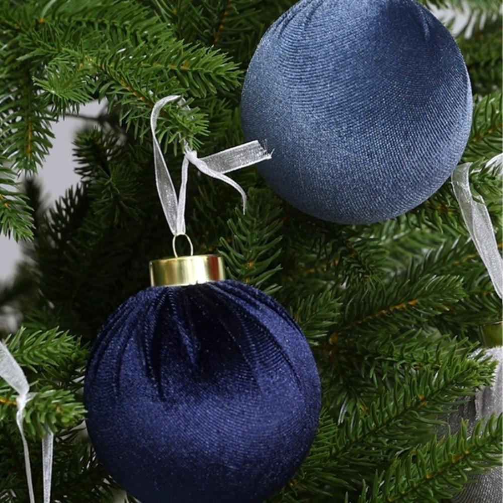 12pcs/SET 6cm Velvet Christmas Balls Set Plastic Festival Christmas Flocking Balls Pendant Velvet Red Green