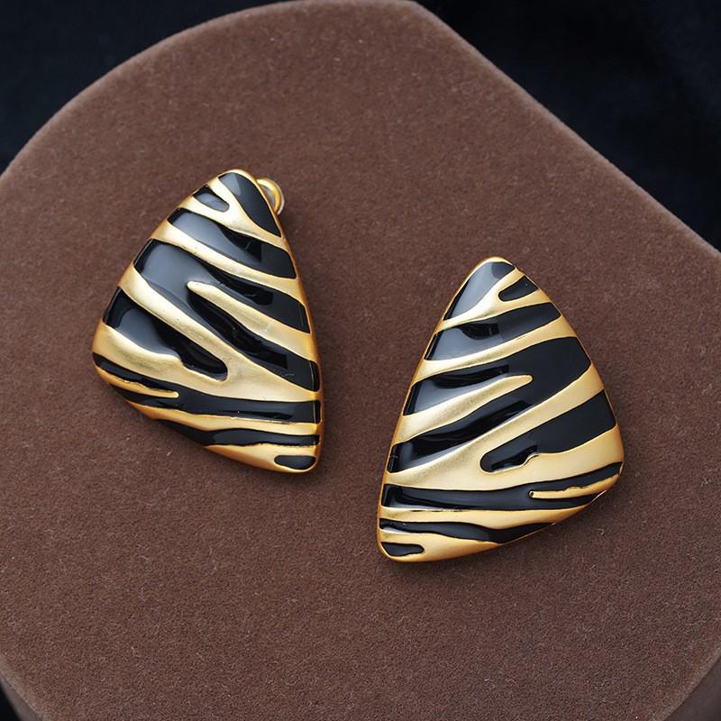 1Pair Vintage Zebra Pattern Triangle Earrings For Women Girls Personalized Versatile Earrings Party Jewelry Accessories Gifts