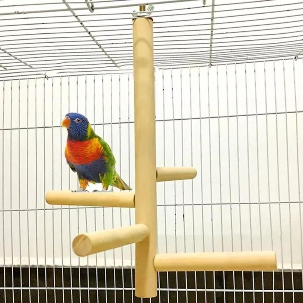 Natural Wood Parrot Swing Toy Rotating Ladder Parakeet Exercise Toy Rotating Ladder Toy For Birds