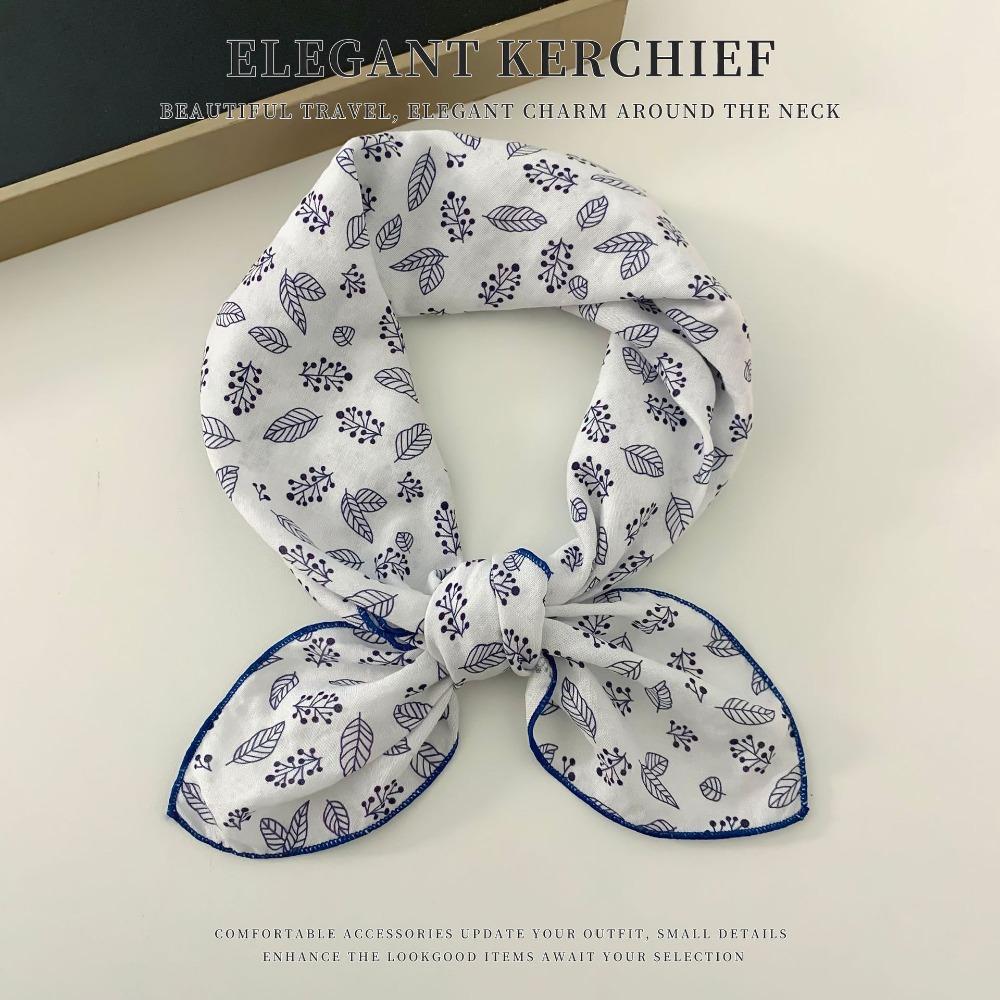 

Cherry Cotton Linen Print Scarves Flower Square Handkerchief Printed Silk Scarf Scarf Accessories Style 17