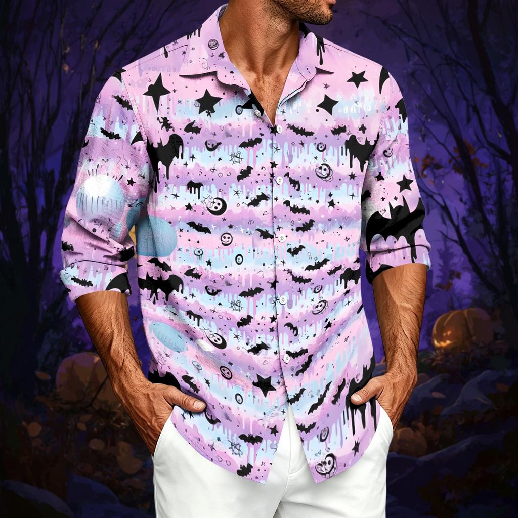 Herren Freizeit Langarmshirt mit Halloween-Print für Frühling, Sommer und Herbst