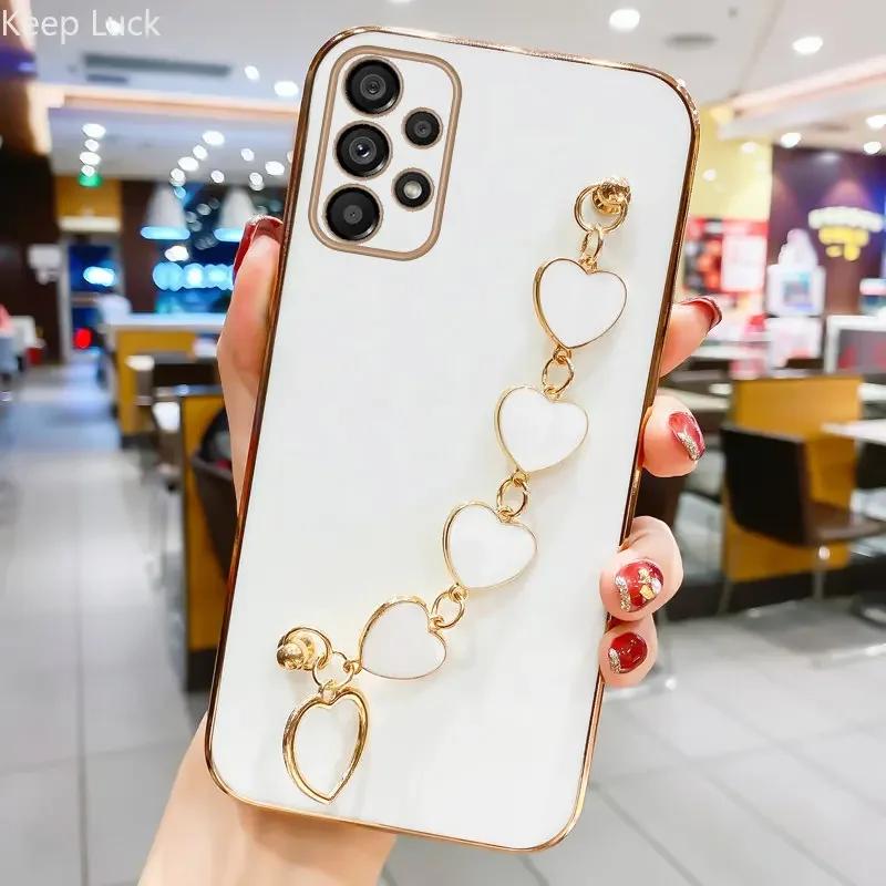 

Модне покриття Love Heart Bracelet Chain Case для Samsung Galaxy A13 A32 A52 A72 A23 A33 A31 A11 A51 A21S протиударний чохол A23 білий
