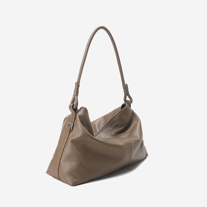 First layer cowhide shoulder bag women's large-capacity simple and versatile commuter tote bag light luxury leather casual handbag