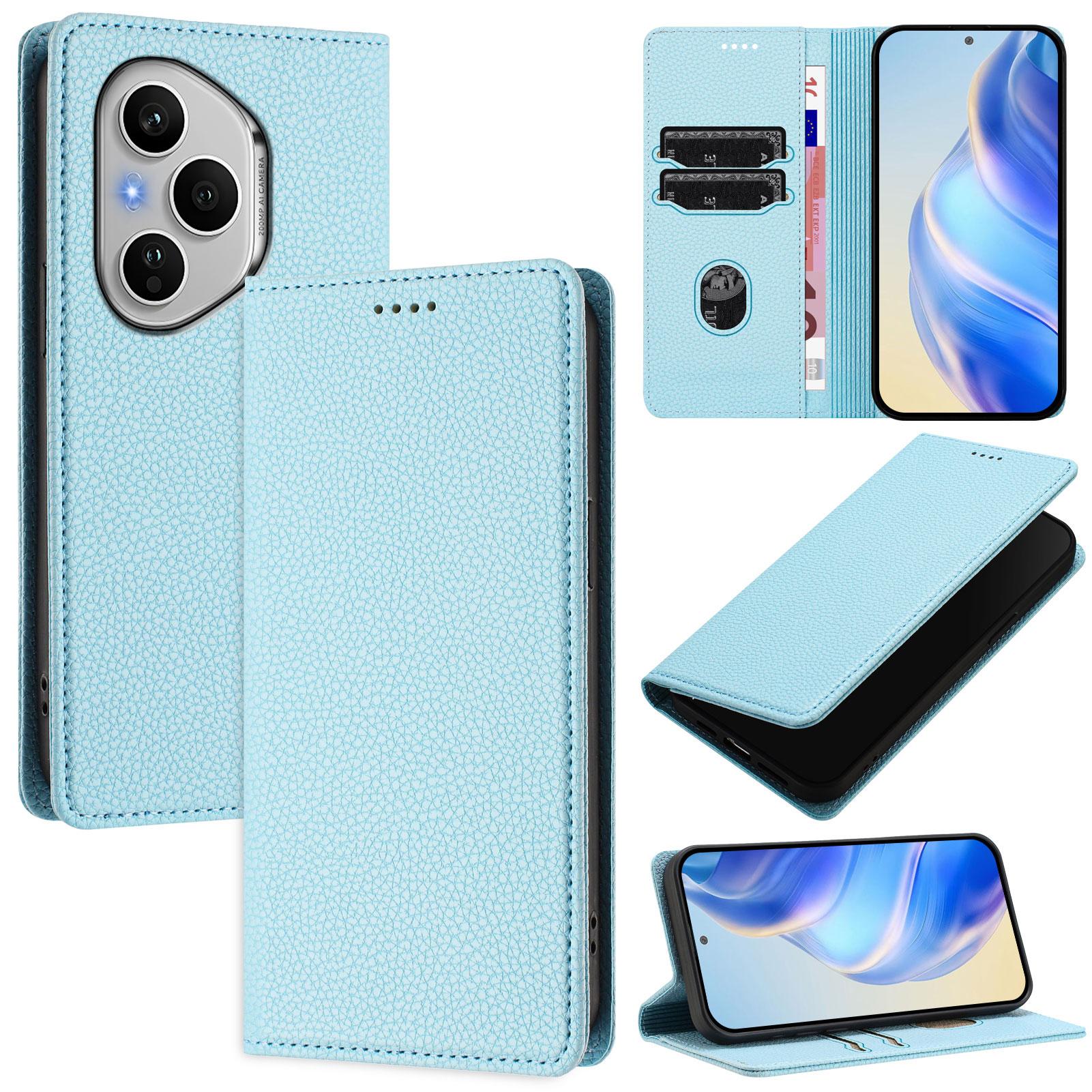 

Для Honor 400 Pro 5G (Глобальный) Чехол-кошелек с RFID-блокировкой, кожаный чехол для мобильного телефона с текстурой личи Baby Blue