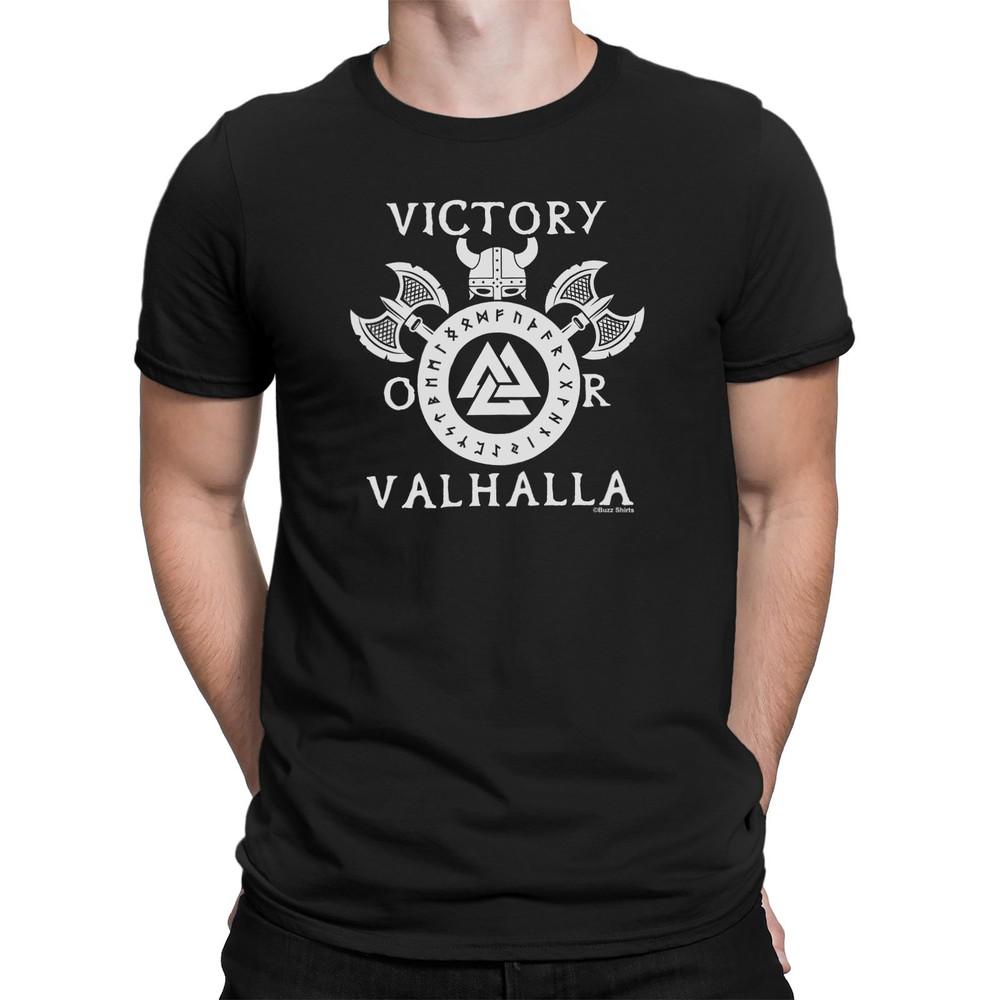 

Victory Or Valhalla Mens Viking T-Shirt Valknut Symbol Thor Odin Axe 4XL